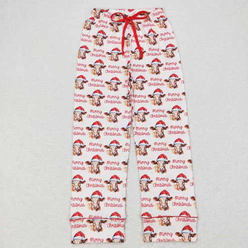 9.20 RTS Sibling Adult Men Women Santa Cows Holly Checked Christmas Pajamas Flare Pants