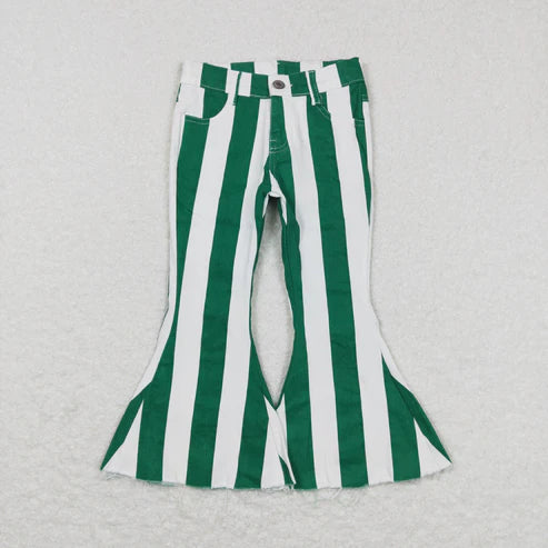 9.27 RTS Sibling Baby Girls Colorful Stripes Bell Bottom Denim Jeans Pants