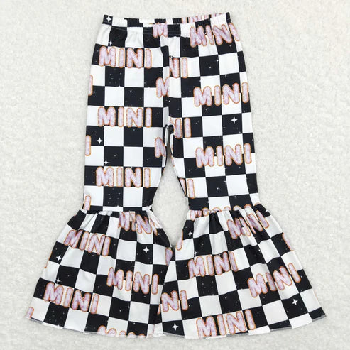 11.3 RTS Sibling Baby Girls Hearts Checked Valentine Bell Bottom Leggings Pants