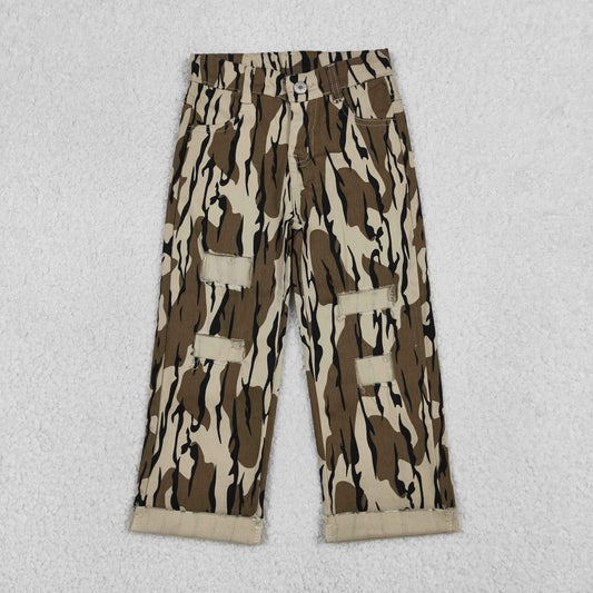 4.10 P0373 RTS NO MOQ （In stock ）Baby Boys Southern Olive Camo Tree Branches Denim Pants Jeans