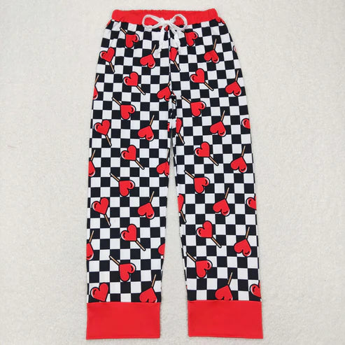 9.20 RTS Sibling Adult Women Cartoon Dogs Hearts Checked Valentine Pajamas Flare Pants