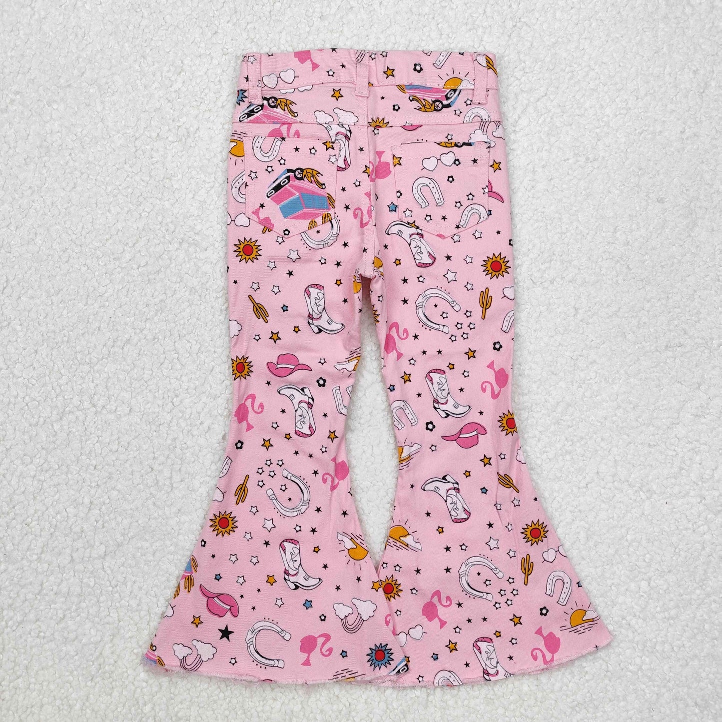 P0407Pink cactus rainbow party girls jeans