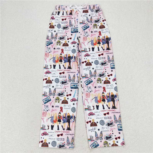 Adult female Taylor Swift pink and white trousers