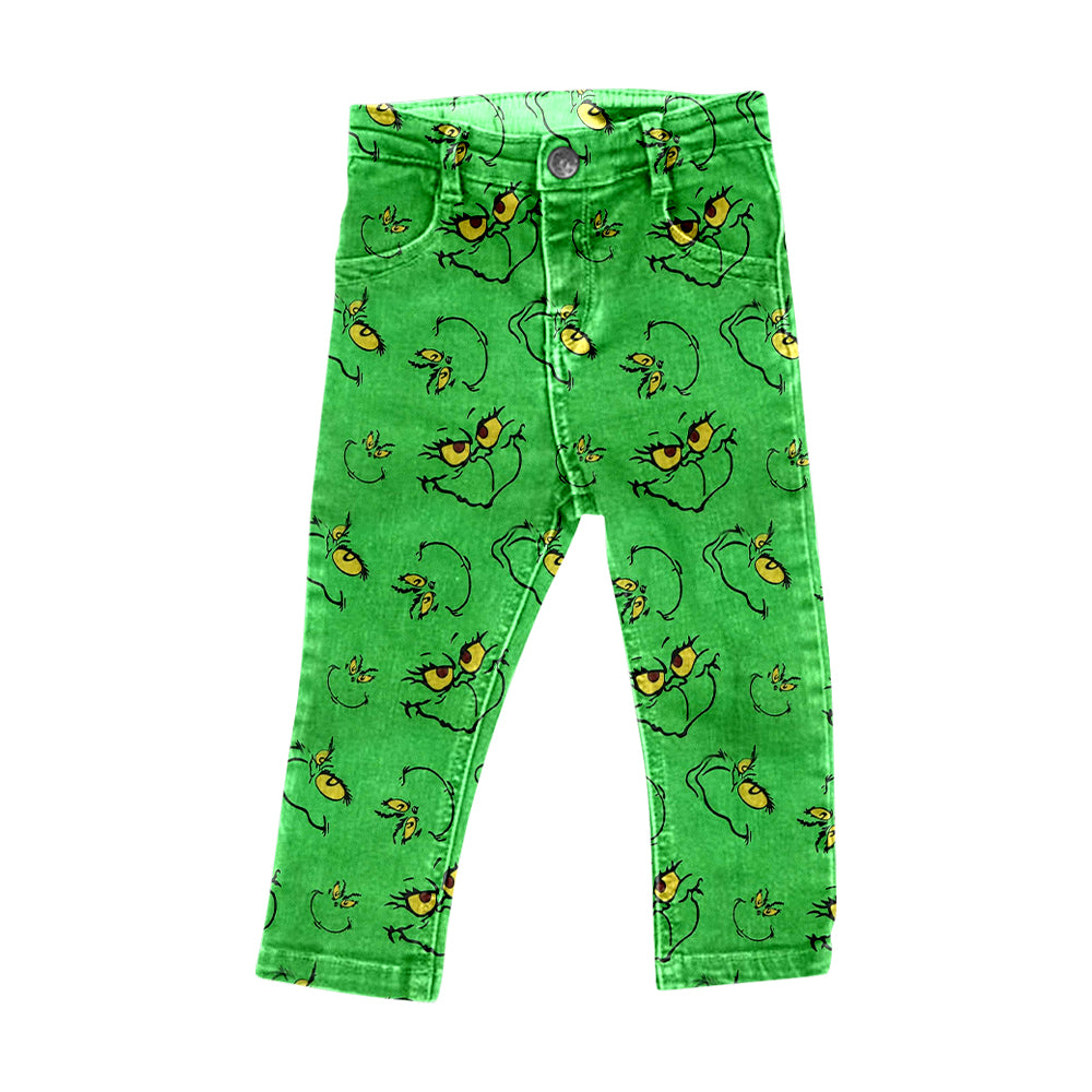 P0485  Pre-order baby girls green print  jeans