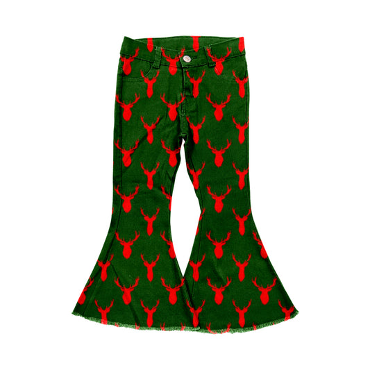 P0515  Pre-order red antlers print trousers