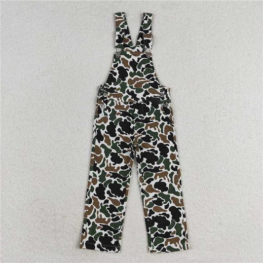 USA Warehouse (IN STOCK)P0535 Kids Boy Brown Camo Hunting Denim Overalls - Adjustable Waist Vintage Style Pocketed Coveralls for Children