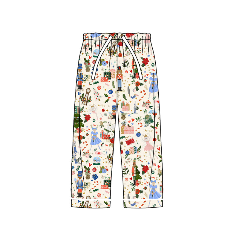 No moq P0539  Pre-order  Sizes 12-18m to 14-16t adult women clothes Christmas tree print trousers