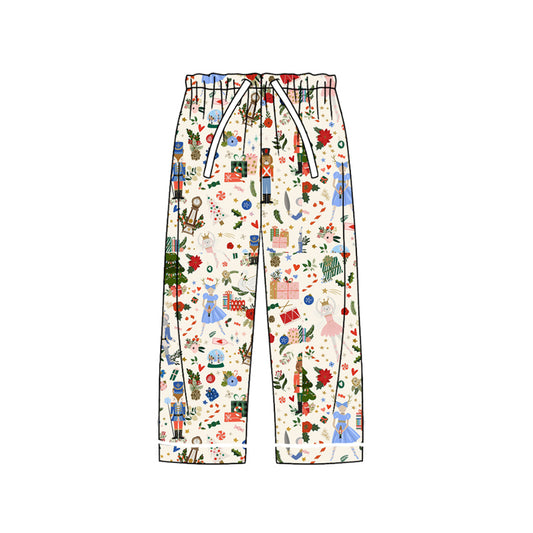 No moq P0539  Pre-order  Sizes 12-18m to 14-16t adult women clothes Christmas tree print trousers