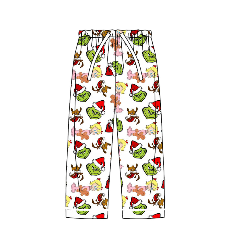 No moq P0541  Pre-order  Sizes 12-18m to 14-16t adult women clothes Christmas tree print trousers