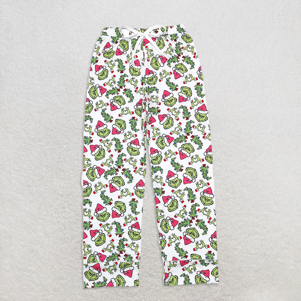 RTS Sibling Baby Girls Winter Outfits Hot Pink Long Sleeve Baby Pajamas Christmas Tree Green Face Design Comfortable Rompers Pants for Infants
