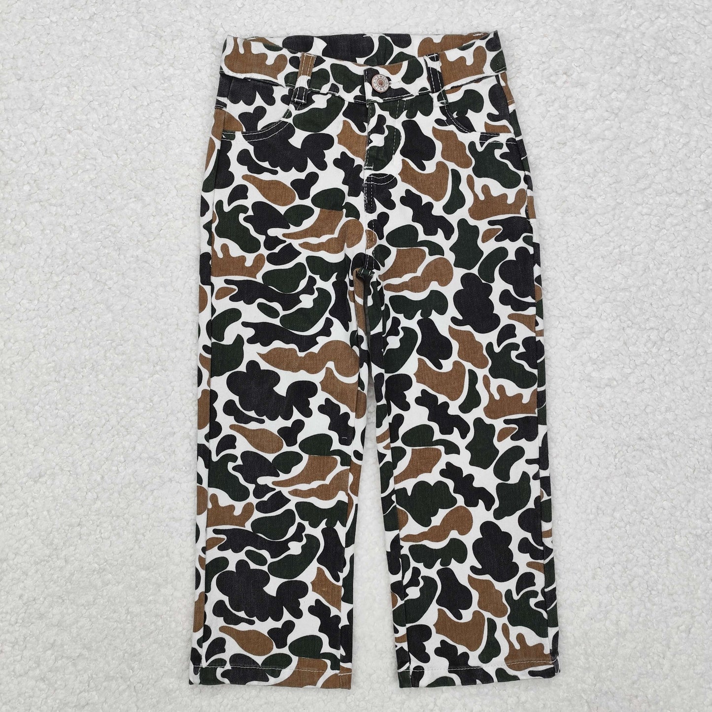 P0594Brown camo hunting kids boys denim pants