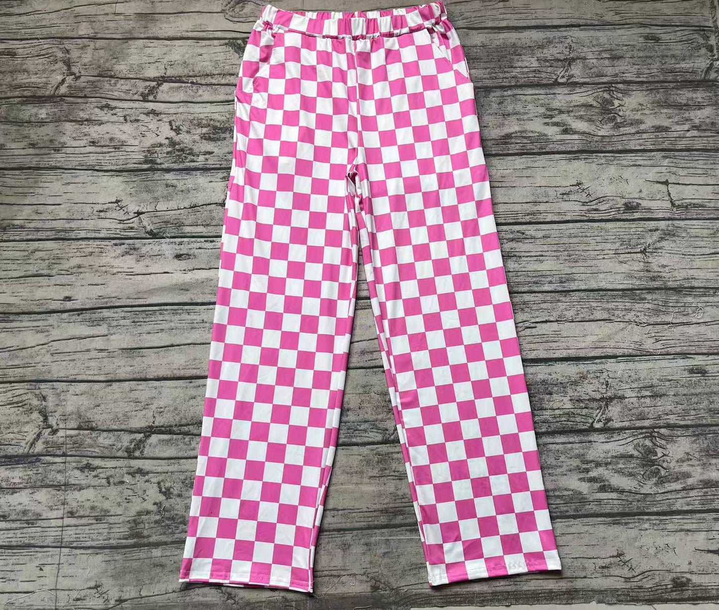 no moq P0648 xs-5xl pre-order adult woman pink and grid pants adult pants-2024.9.4