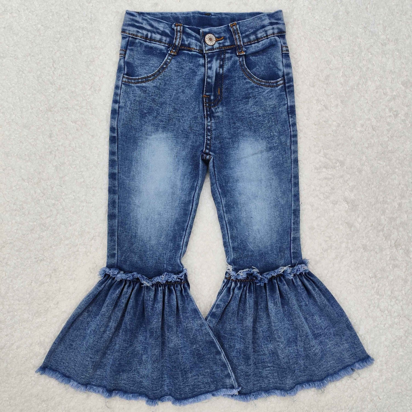 P0676Light blue washed denim pants kids girls jeans
