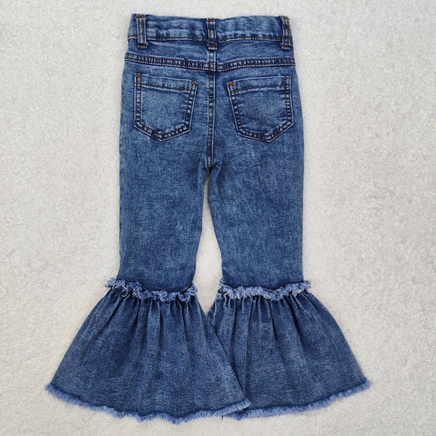 P0676Light blue washed denim pants kids girls jeans