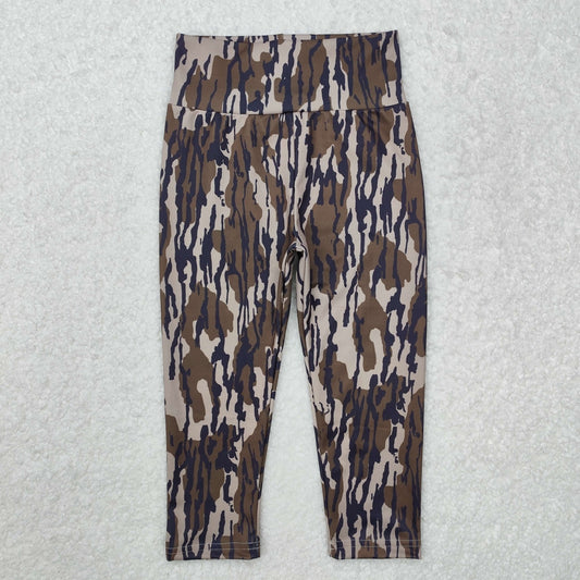 P0689Bottomland camo high waist baby girls yoga leggings