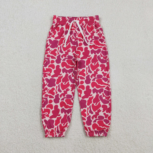 3.10 RTS NO MOQ （In stock）P0696 Kids Fashion Clothes Baby Girls Hot Pink Camo Pockets Jogger Pant Bottoms