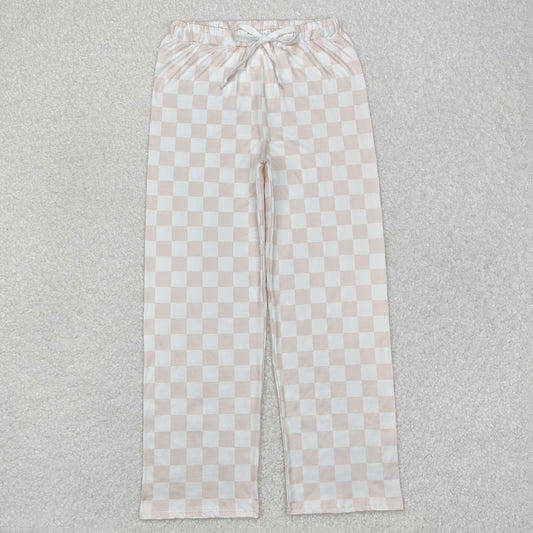 Khaki plaid adult women pants