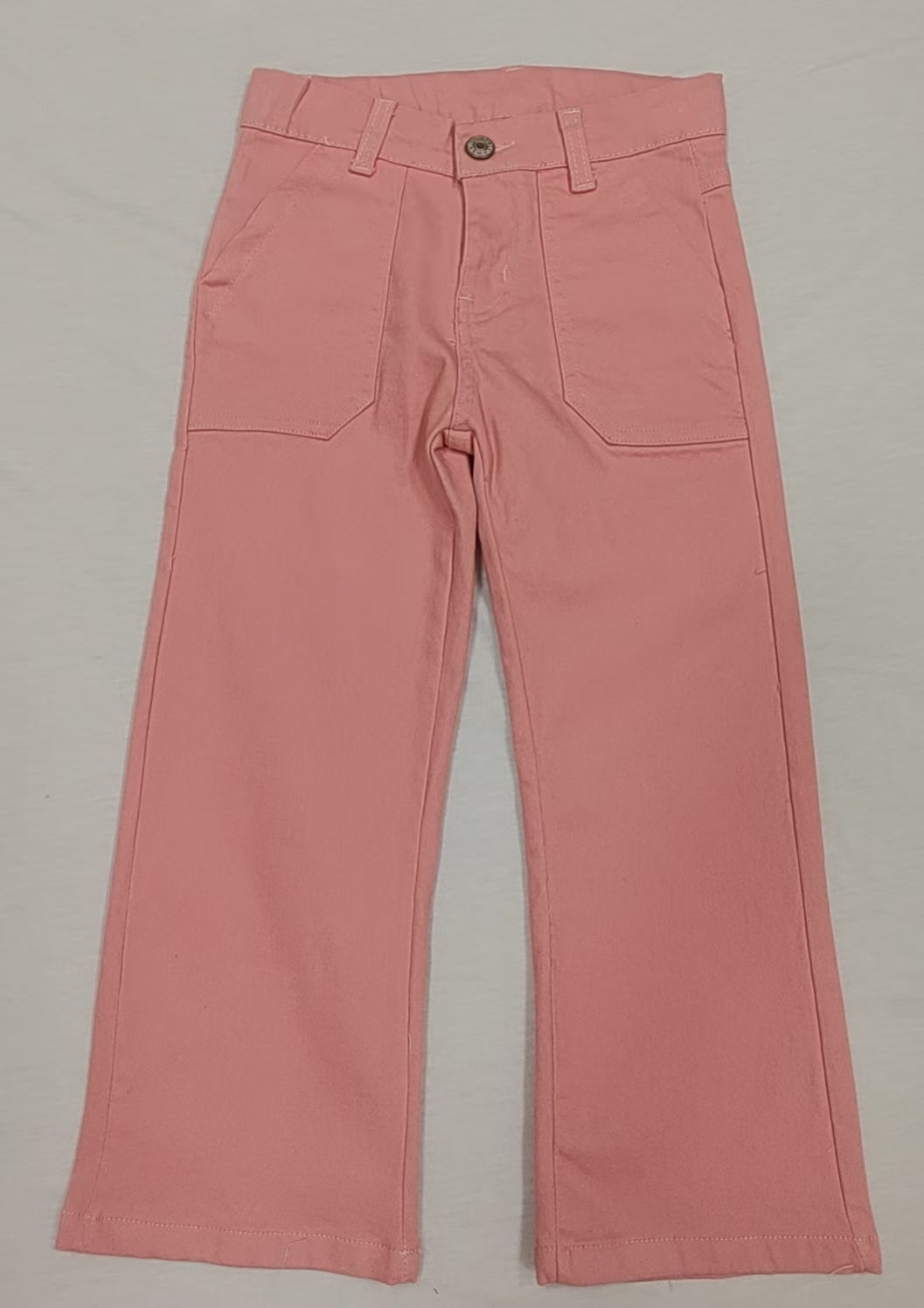 5.19   Pre order Kids Girls Purple Denim Pants with Pockets Cute Jean Trousers for Children