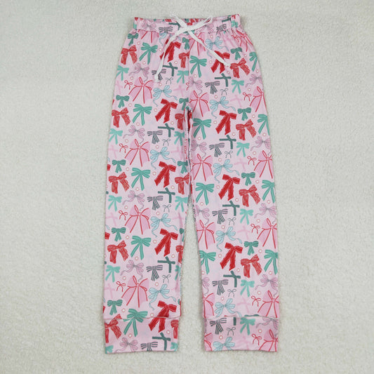 RTS NO MOQ （In stock）P0766 Adult Women's Pants Adult Women Colorful Bows Flame Pants