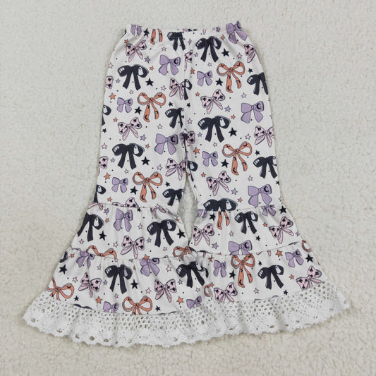 RTS NO MOQ （In stock）P0783 Baby Girls PantsBaby Girls Colorful Bows Stars Plaid Bell Bottom Pants