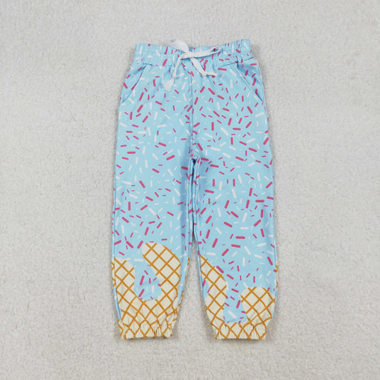 RTS NO MOQ （In stock）P0814 Baby Girls Pants Blue Drip Team Pockets Yoga Active Pants