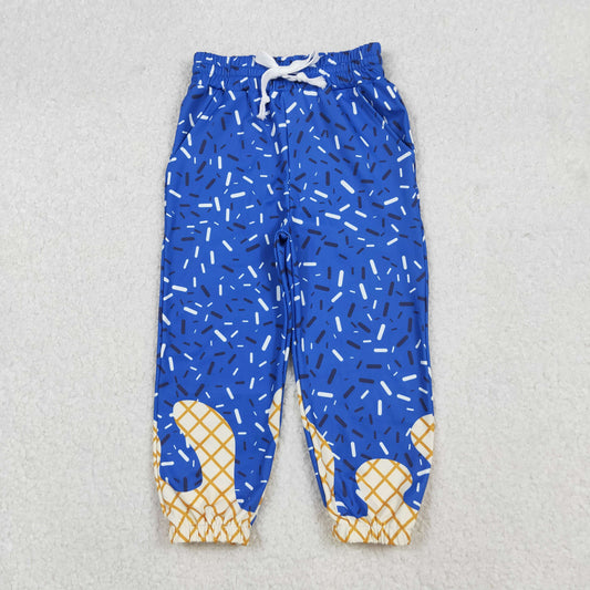 RTS NO MOQ （In stock）P0818 Baby Girls Pants Hot Blue Sprinkles Drip Team Pockets Yoga Active Pants