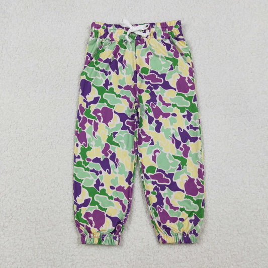 10.28 RTS NO MOQ （In stock）P0838 Baby Boys Pants Baby Boys Mardi Gras Camo Pockets Jogger Pants Bottom