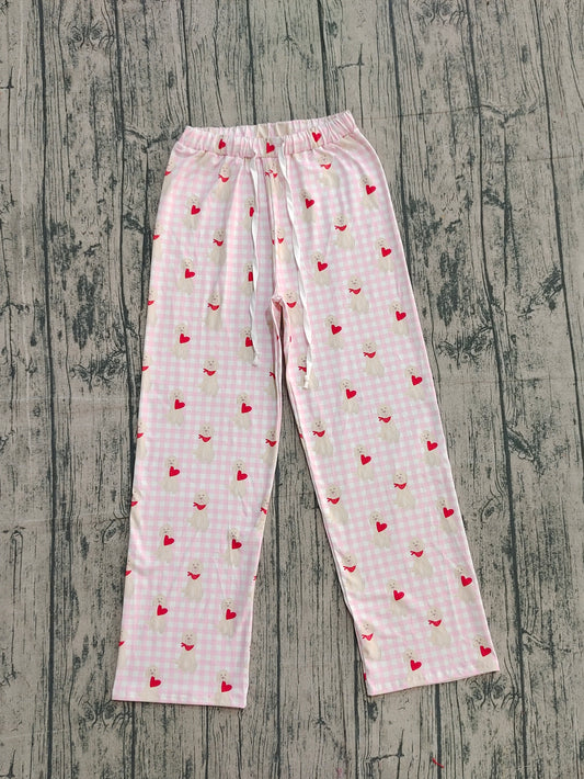 10.3 P0849 Sample No Moq Adult Women Checked Dogs Hearts Valentine Pants With Belt