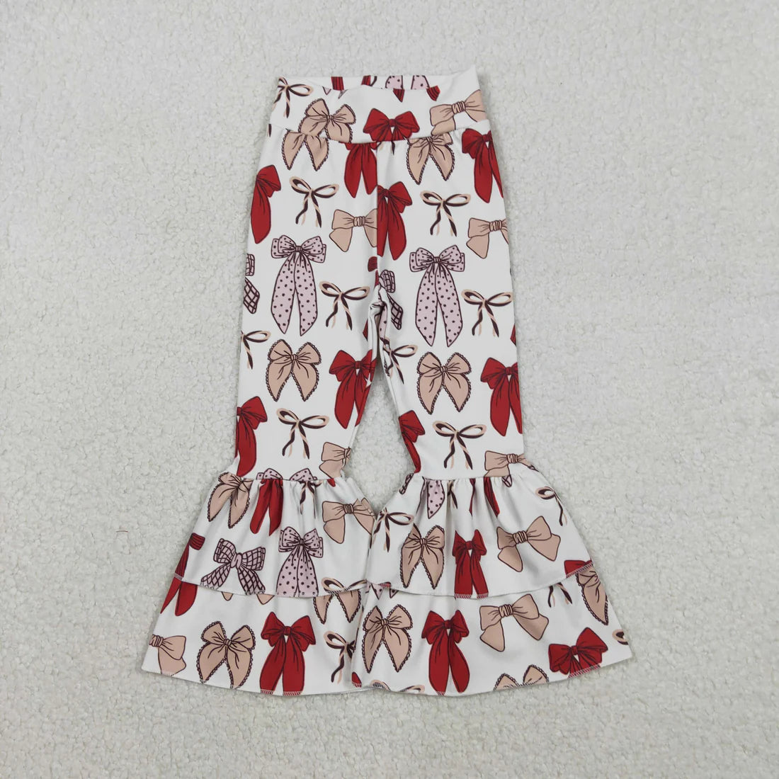 12.3 RTS Sibling Baby Girls Bows Southern Camo Yoga Active Ruffle Bell Bottom Pants