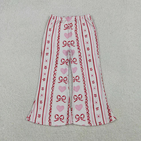 11.3 RTS Sibling Baby Girls Bows Hearts Valentine Flare Pants Bottom