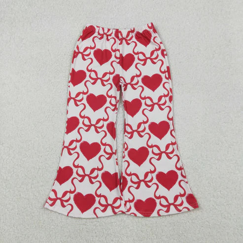 11.3 RTS Sibling Baby Girls Bows Hearts Valentine Flare Pants Bottom