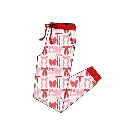 10.13 P0899 Pre order No Moq Adult Women Red Pink Bows Plaid Valentine Pockets Jogger Pants