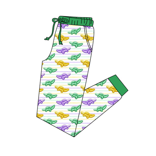 10.13 P0903 Pre order No Moq Adult Women Mardigras Stripes Crocodiles Pockets Jogger Pants