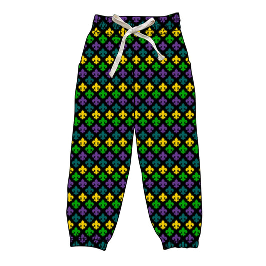 10.15 P0907 Pre order No Moq Yoga fabric  Adult Women Mardigras Anchors Plaid Pockets Jogger Pants