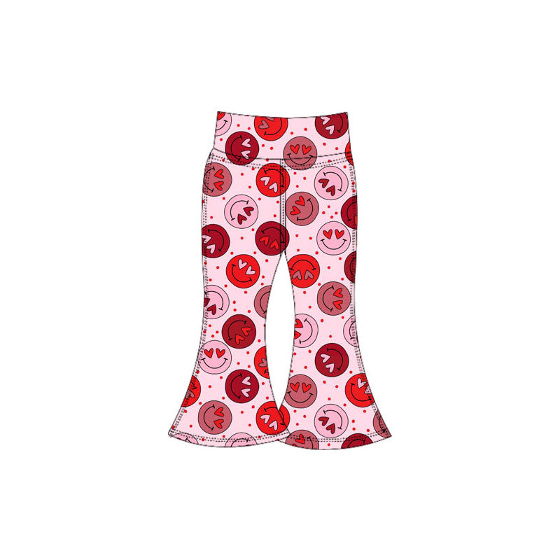 11.4 P0953 Pre order No Moq Yoga fabric Baby Girls Heart Smiles Valentine Yoga Bell Bottom Pants