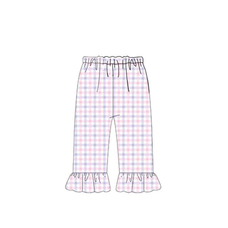 11.21 P0990 Pre order No Moq Baby Girls Pink Checked Ruffle Pants Bottom