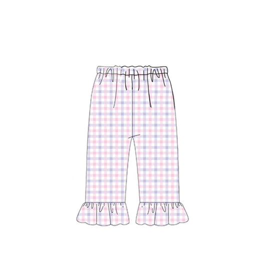 11.21 P0990 Pre order No Moq Baby Girls Pink Checked Ruffle Pants Bottom