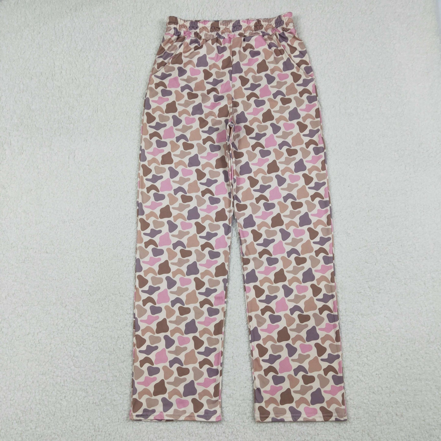 1.12 RTS NO MOQ （In stock）P1001 Adult Women Southern Pink Camo Pockets Straight Pants Bottom