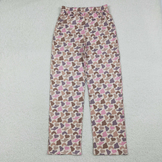 1.12 RTS NO MOQ （In stock）P1001 Adult Women Southern Pink Camo Pockets Straight Pants Bottom