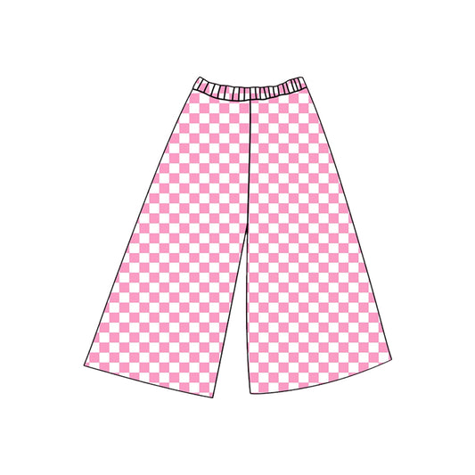 12.12 P1018 Pre order No Moq Baby Girls Pink Checked Flare Pants Bottom