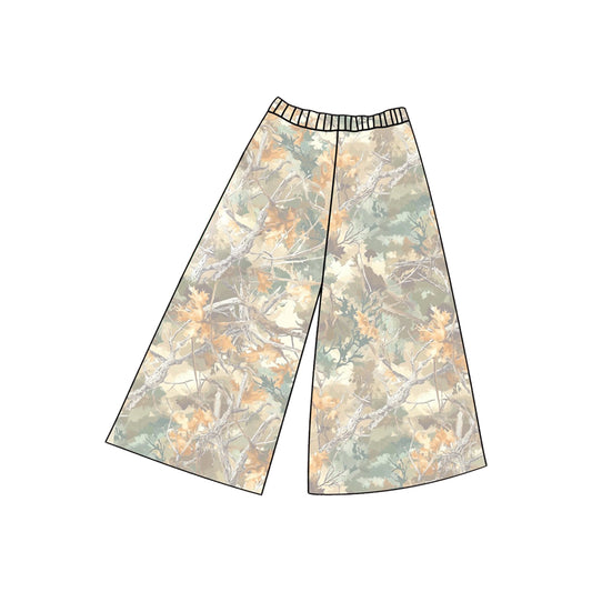 12.12 P1019 Pre order No Moq Baby Girls Southern Leaves Camo Flare Pants Bottom
