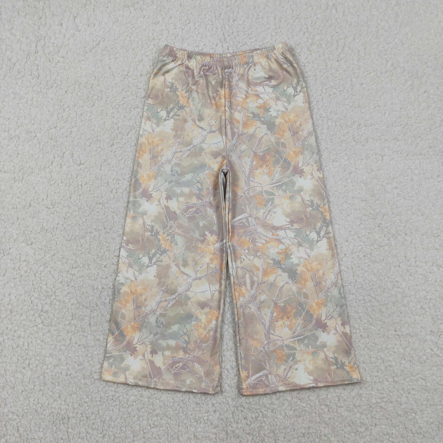 12.29 RTS NO MOQ （In stock）P1019 Baby Girls Southern Leaves Camo Flare Pants Bottom