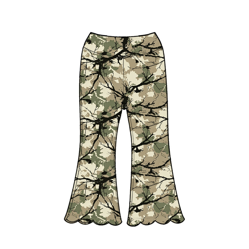 5.1 Pre order No Moq Baby Girls Pocket Zip Pullovers Scallop Flare Pants Hunting Clothes Sets