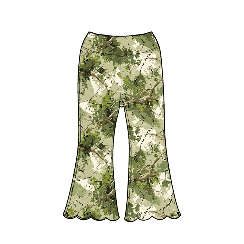 5.1 Pre order No Moq Baby Girls Pocket Zip Pullovers Scallop Flare Pants Hunting Clothes Sets