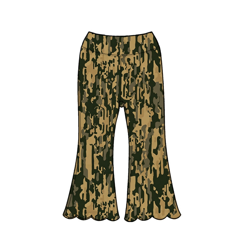 5.1 Pre order No Moq Baby Girls Pocket Zip Pullovers Scallop Flare Pants Hunting Clothes Sets