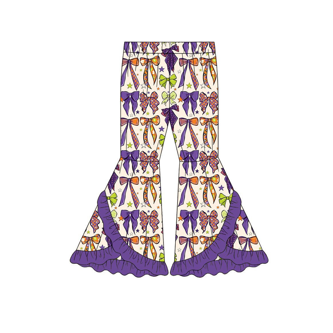 5.15 Pre order No Moq  Baby Girls Halloween Bow Pumpkin Printed Daily Pants