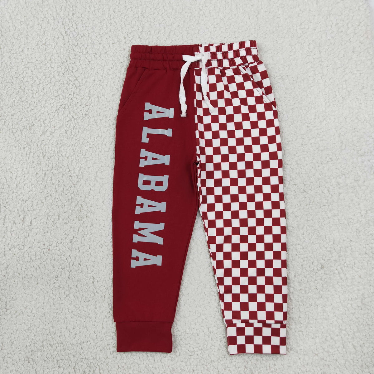 RTS NO MOQ （In stock）milk silk P1060 Baby Boys Red Checked Team Pockets Joggers Bottom Casual Daily Wear