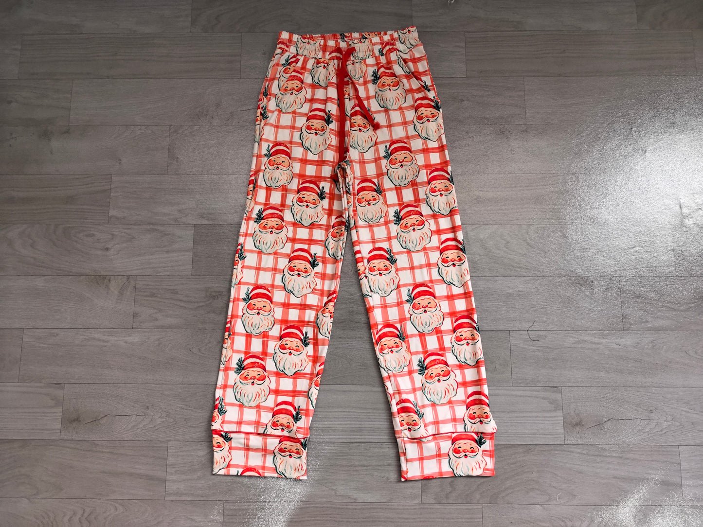 P1096 Sample No Moq Adult Women Red Checked Santa Christmas Pants Bottom