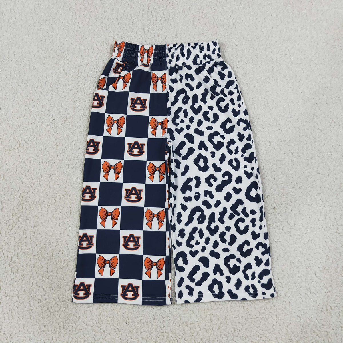 RTS NO MOQ （In stock）milk silk P1120 Baby Girls Bows Leopard Team Pockets Flare Pants Bottom
