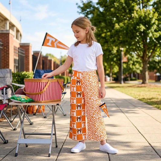 RTS NO MOQ （In stock）milk silk P1121 Baby Girls Bows Checked Leopard Team Pockets Pants Casual Bottom